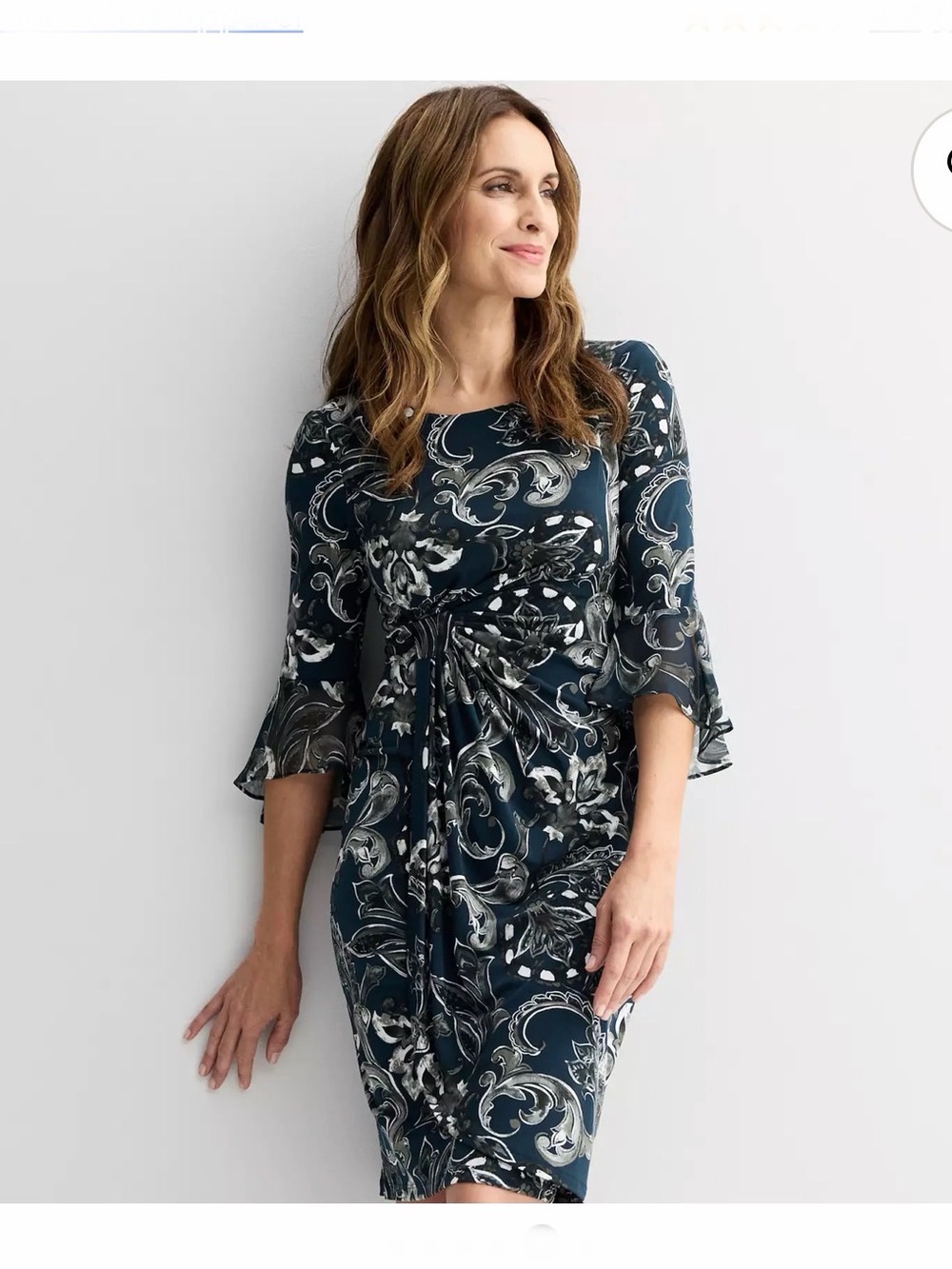 Women's Connected Apparel Printed Side Drape Dress